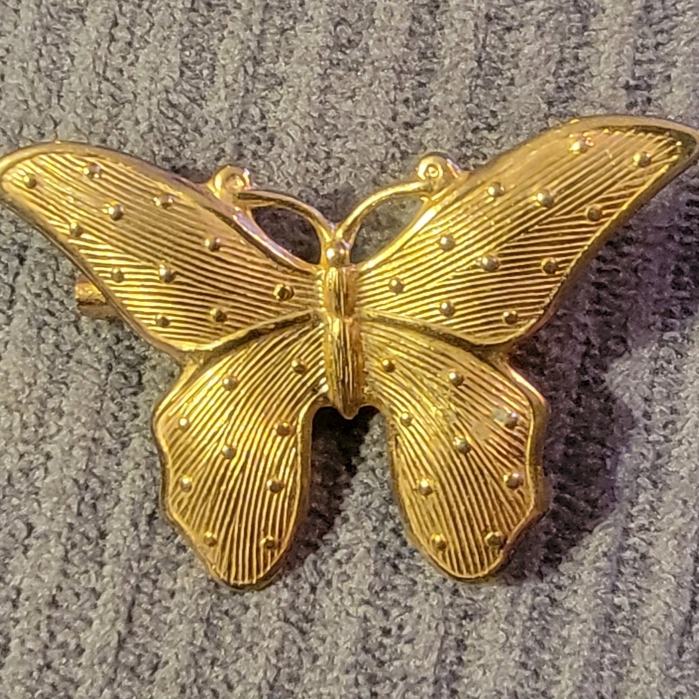 Gold Butterfly Brooch